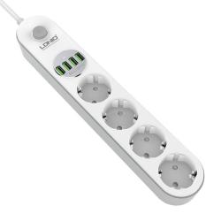 Ldnio Napájecí lišta se 4 zásuvkami AC, 4x USB, SE4432, 2m (bílá)