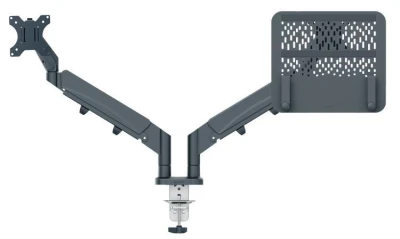 Leitz Duální prostorově úsporné rameno pro monitor a laptop ERGO tmv. šedé Leitz Duální prostorově úsporné rameno pro monitor a laptop ERGO tmv. šedé