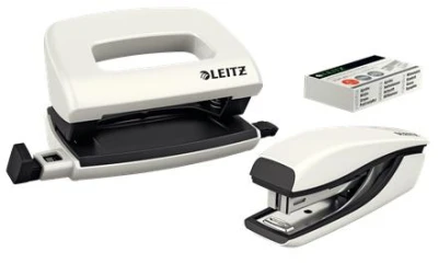 Leitz Set mini sešívačky a děrovačky WOW, perleťová bílá