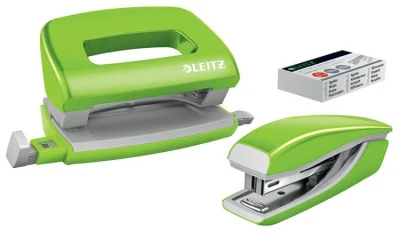 Leitz Set mini sešívačky a děrovačky WOW, zelená