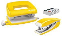 LEITZ Set mini sešívačky a děrovačky WOW, žlutá LEITZ Set mini sešívačky a děrovačky WOW, žlutá