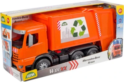 Lena Auto Mercedes Arocs popelářské 54cm set s popelnicí a kontejnerem v krabici