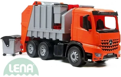 Lena Auto popelářské Mercedes Arocs 72cm 3 osy set se 2 kontejnery plast