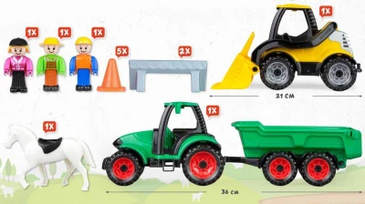 Lena Baby Truckies Farma set 2 pracovné vozidlá s figúrkami a doplnkami