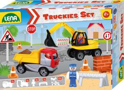 Lena Baby Truckies Stavba set 2 autíčka s figurkami a dopravním značením Lena Baby Truckies Stavba set 2 autíčka s figurkami a dopravním značením