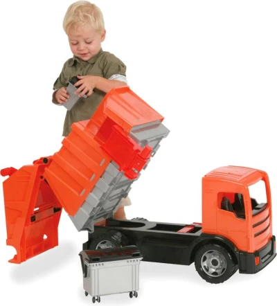 Lena GIGA TRUCKS Auto 2 osé funkční popeláři + 2 kontejnery na písek