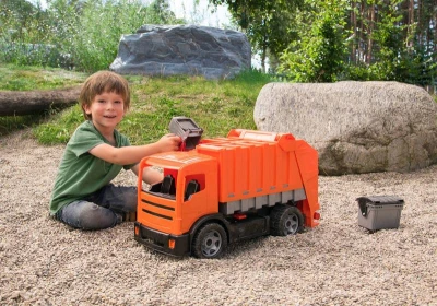 Lena GIGA TRUCKS Auto 2 osé funkční popeláři + 2 kontejnery na písek