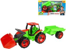 Lena GIGA TRUCKS Traktor s nákládací lžící funkční set s přívěsem na písek