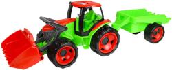 Lena GIGA TRUCKS Traktor s nákládací lžící funkční set s přívěsem na písek