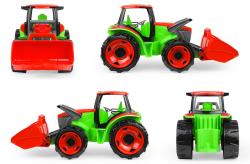 Lena GIGA TRUCKS Traktor s nákládací lžící funkční set s přívěsem na písek