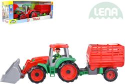 Lena Truxx Traktor nakladač set s přívěsem na seno a panáčkem v krabici Lena Truxx Traktor nakladač set s přívěsem na seno a panáčkem v krabici