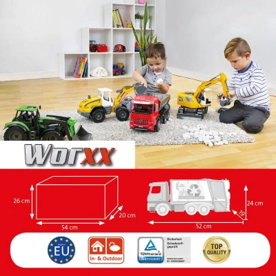 Lena WORXX Auto Mercedes-Benz Arocs popeláři funkční + 2 popelnice
