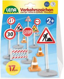 Lena Značky dopravní 16cm set s doplňky 17ks v krabici plast 04440