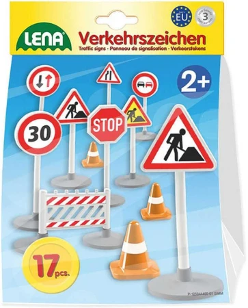 Lena Značky dopravní 16cm set s doplňky 17ks v krabici plast 04440