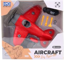 Letadlo červené vrtulové šroubovací montážní set s nástrojem plast
