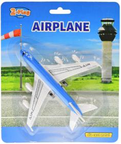Letadlo dopravní kovové 14cm zpětný chod 3 barvy na kartě