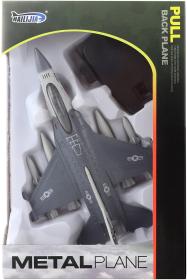 Letadlo kovové 21cm zpětný chod na baterie Světlo Zvuk 2 barvy