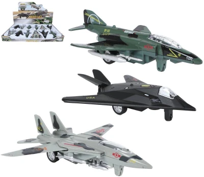 Letadlo vojenská army kovová stíhačka zpětný chod 3 druhy Světlo Zvuk