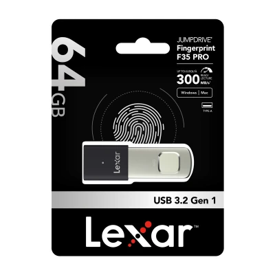 Lexar Fingerprint F35 Pro černo-stříbrný 64GB USB 3.2 flash disk