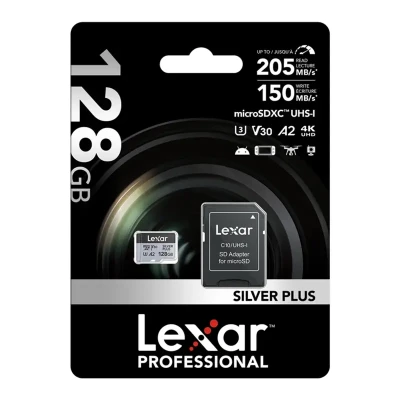 Lexar High-Performance Silver Plus microSDXC 128GB paměťová karta s adaptérem