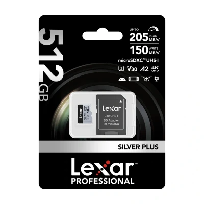 Lexar High-Performance Silver Plus 512GB microSDXC paměťová karta + adaptér