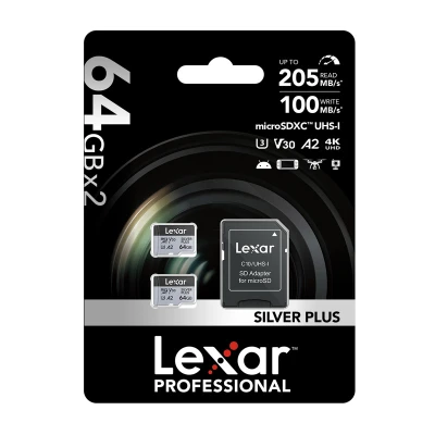 Lexar High-Performance Silver Plus microSDXC 64GB paměťová karta + adaptér