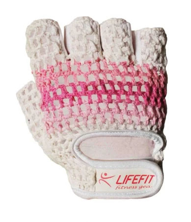 Lifefit Fitnes rukavice Knit růžovo-bílé Lifefit Fitnes rukavice Knit růžovo-bílé