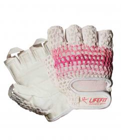 Lifefit Fitnes rukavice Knit růžovo-bílé