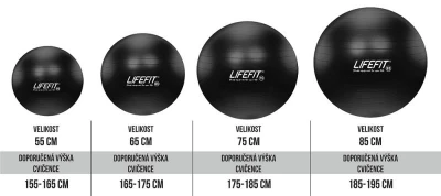 Lifefit Gymnastický míč Anti-burst 85 cm černý