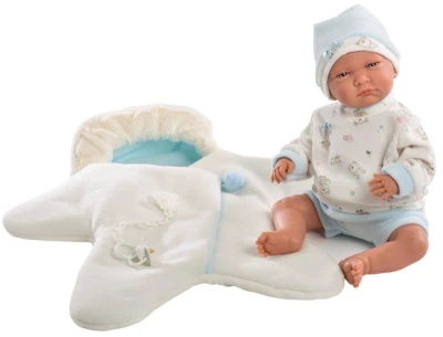 Llorens Oblečení pro panenku miminko New Born 40-42cm s polštářkem M740-37