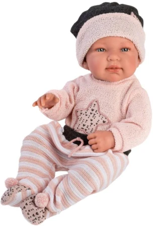 LLORENS Oblečení pro panenku miminko New Born 43-44cm s polštářkem M843-26
