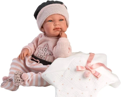 LLORENS Oblečení pro panenku miminko New Born 43-44cm s polštářkem M843-26