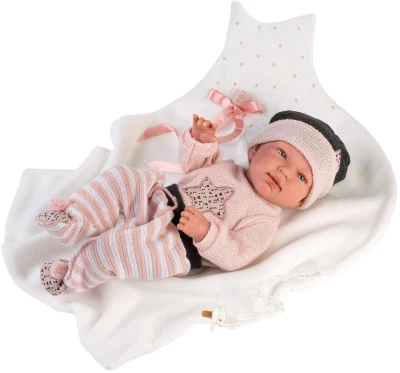 LLORENS Oblečení pro panenku miminko New Born 43-44cm s polštářkem M843-26
