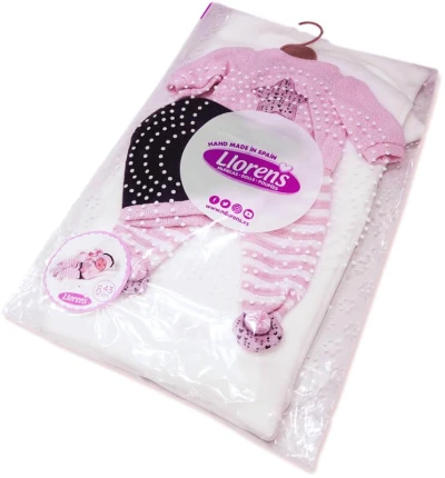LLORENS Oblečení pro panenku miminko New Born 43-44cm s polštářkem M843-26