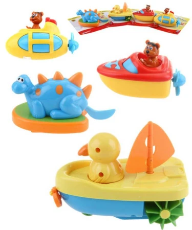 Lodička se zvířátkem baby natahovací do vody 12-14cm plave ve vodě 4 druhy Lodička se zvířátkem baby natahovací do vody 12-14cm plave ve vodě 4 druhy
