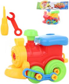 Lokomotiva montážní 13cm šroubovací set se 2 nástroji plast 2 barvy