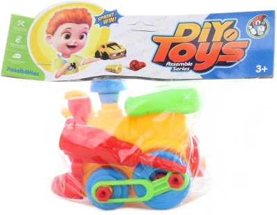 Lokomotiva montážní 13cm šroubovací set se 2 nástroji plast 2 barvy