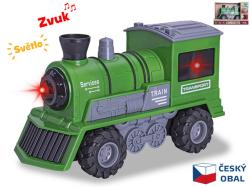 Lokomotiva zelená vláček na setrvačník na baterie Světlo Zvuk