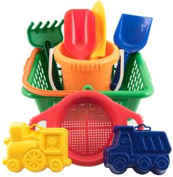 Lori 234 Sada velká plastová na písek v košíku 29cm různé barvy