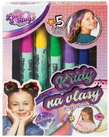 Love and Hugs Křídy barevné dětské na vlasy set 5 barev v krabici