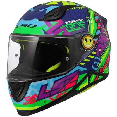 LS2 FF812 Svent lesklá modro-zelená dětská integrální helma na motorku