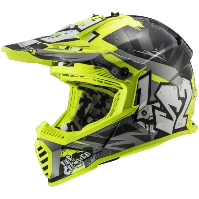 LS2 MX437 Fast EVO Mini Crusher černo-žlutá dětská motokrosová přilba na motorku