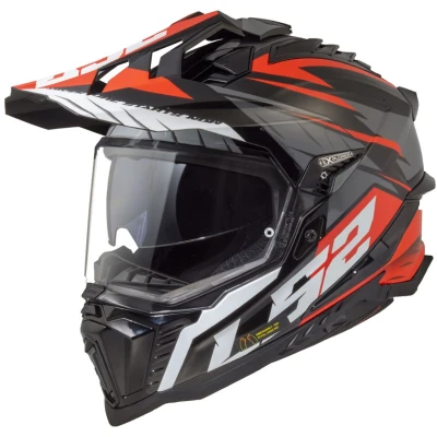 LS2 MX701 Explorer Spire černo-šedo-červená XL enduro helma na motorku