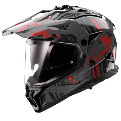 LS2 MX702 PIONEER II CRAZY černo-červená 2XL enduro helma na motorku