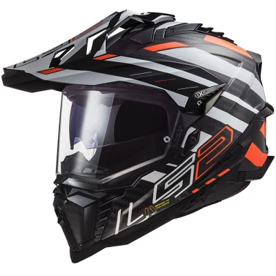LS2 MX701 Explorer C Edge 06 černo-šedo-fluo oranžová enduro přilba na motorku
