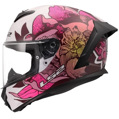 LS2 FF820 Rapid III Poppies II lesklá bílo-růžová integrální helma na motorku