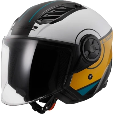 LS2 OF616 Airflow II Cover lesklá bílo-hnědá otevřená helma na motorku