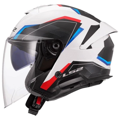 LS2 OF618 Verso II Air bílo-modro-červená otevřená helma na motorku