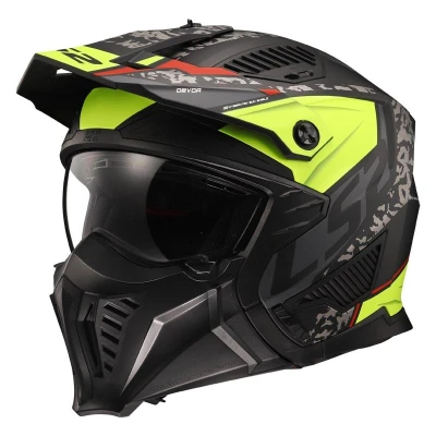 LS2 Přilba na motorku OF606 Drifter Devor černo-fluo žlutá + sleva 300,- na příslušenství
