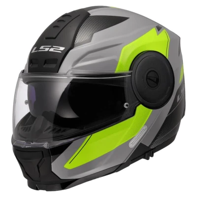 LS2 FF902 Scope II Duria šedo-fluo žlutá výklopná helma na motorku